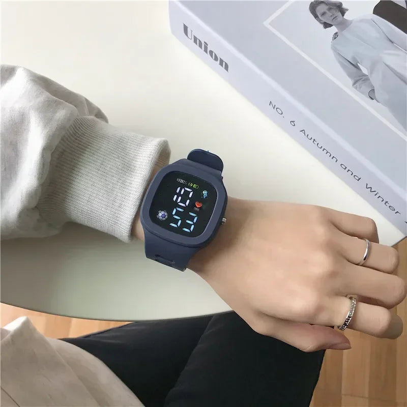 Reloj infantil con orejas de gato y pulsera, reloj digital impermeable, reloj deportivo electrónico LED para niñas, niños, estudiantes, regalo para niños