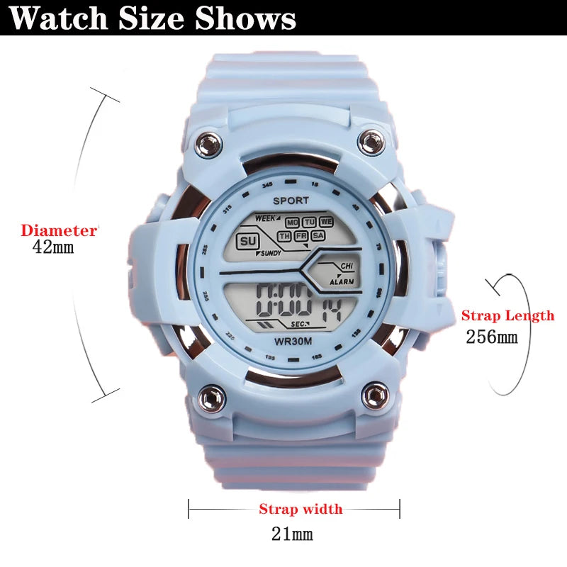 Relojes de moda para niños, reloj de pulsera electrónico multifuncional para niños y niñas, calendario con alarma luminosa resistente al agua para estudiantes
