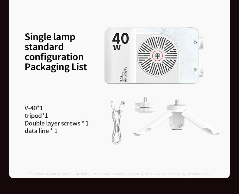 Luz de relleno de mano de 40W, luz portátil de bolsillo para Selfie, fotografía al aire libre, luz LED suave, luz de belleza con ventilador, luz superior para cámara