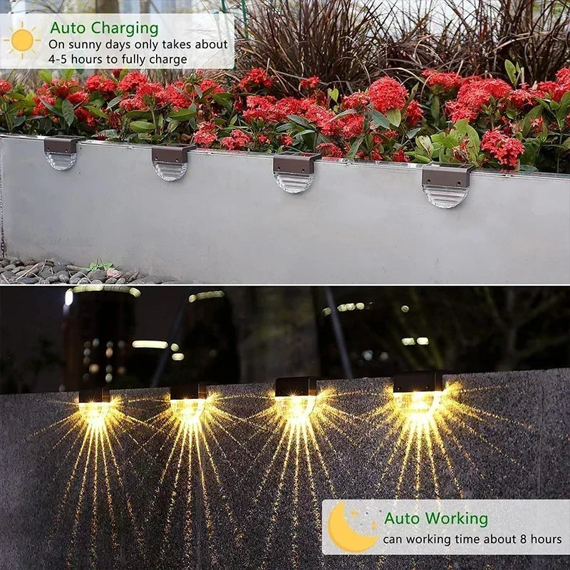 Luces solares para cubierta, luces para valla, luces para escalones al aire libre, luces solares impermeables para barandilla, escaleras, valla, patio y camino
