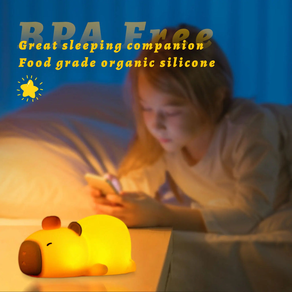 Luz nocturna de capibara, bonita lámpara de silicona, lámpara LED con Sensor táctil, lámpara suave RGB, luz nocturna para niños, decoración de escritorio para dormitorio, regalo