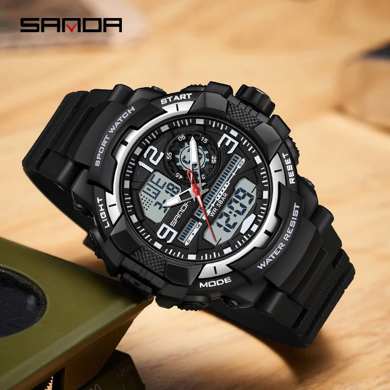 Reloj Deportivo SANDA Doble Pantalla para Hombre con Cronómetro