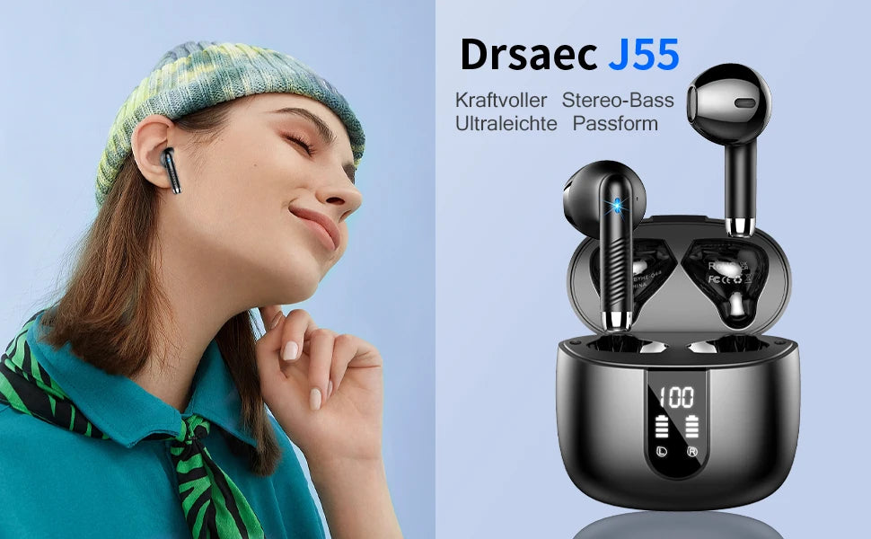 Auriculares Inalámbricos Bluetooth 5.3 con ENC y 40h de Autonomía