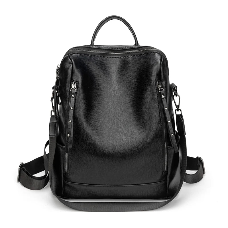 Mochila de mujer suave de estilo retro de gran capacidad, bolso de hombro convertible, perfecto para desplazamientos y viajes
