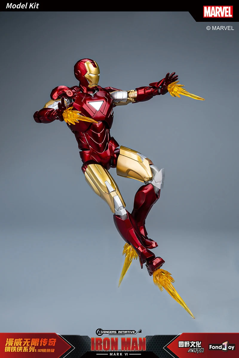 Figura de Anime de Iron Man MK5 de Marvel, Kit de Modelo a Escala 1/12, Serie Infinity Saga, Ironman Mark 5, Ensamblaje ABS, Articulaciones Móviles, Regalos y Juguetes