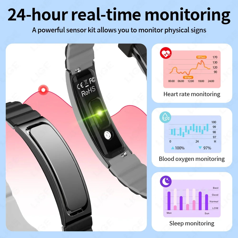 Pulsera inteligente con monitor cardíaco y seguimiento de sueño