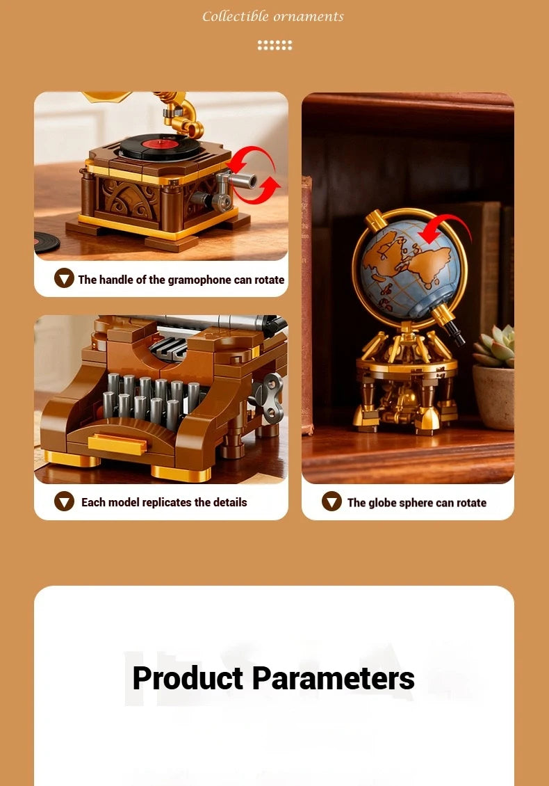 Bloques de Construcción de Muebles Retro 57033, Modelo MOC para Armar, Decoración de Escritorio, Regalo Coleccionable para Adultos, Cumpleaños, Días Festivos