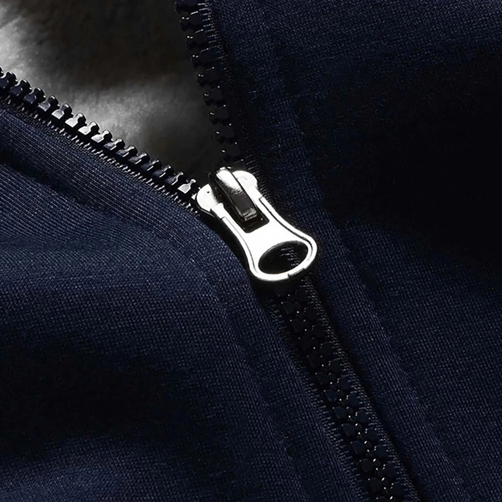Chaqueta Gruesa con Forro Polar para Hombre, Capucha y Cremallera