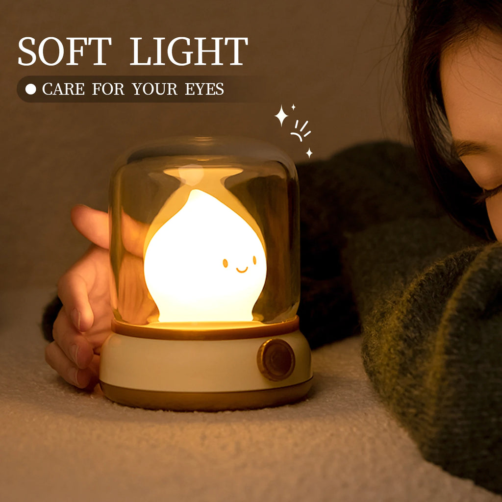 Luz nocturna con forma de vela, bonita lámpara de llama, luz decorativa LED de escritorio, luz nocturna recargable por USB, regalo creativo para dormitorio para niños