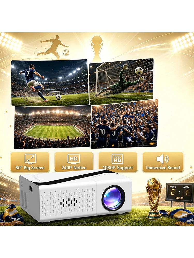 Proyector portátil con decodificación 4K, proyección de alta definición 1080P, altavoz incorporado para cine en casa, uso con teléfono móvil y computadora
