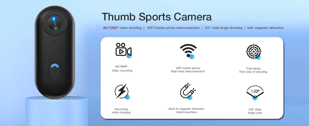 Cámara de Acción Impermeable 4K UHD WiFi Body Cam