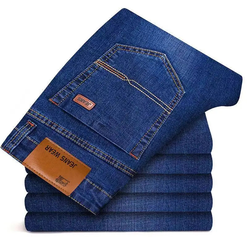 Pantalones Vaqueros Rectos para Hombre, Ajustados Elásticos, Negocios