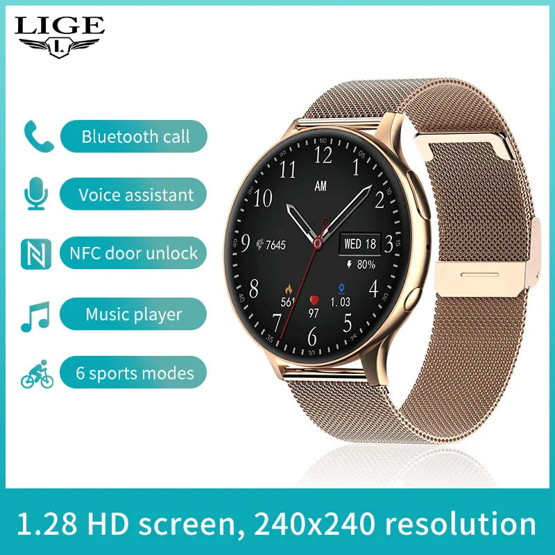 LIGE Reloj Inteligente Mujer NFC Bluetooth