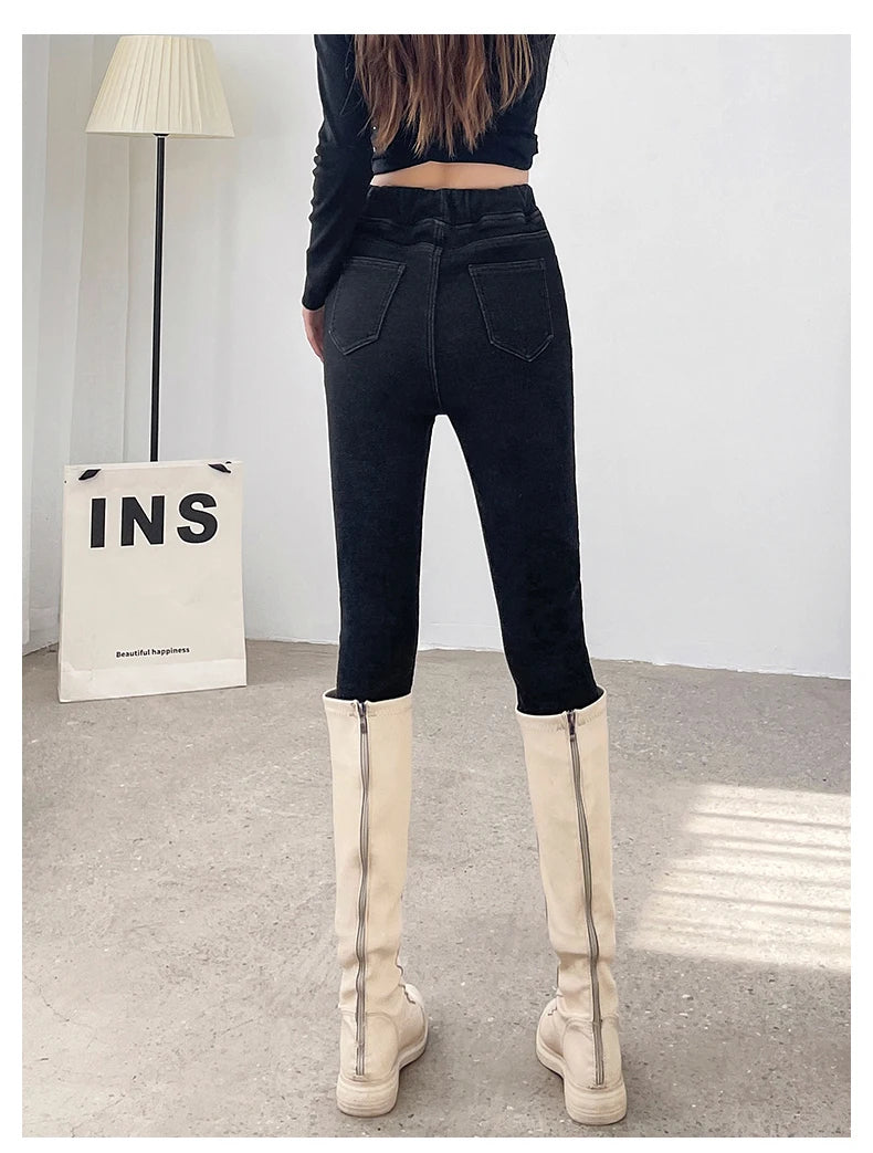Pantalones Vaqueros de Invierno con Forro de Lana para Mujer