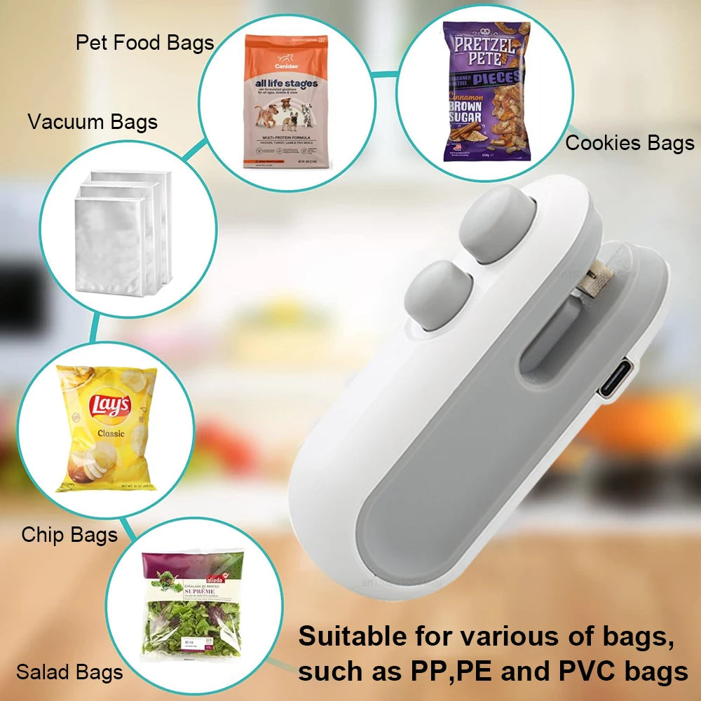 Mini selladora de bolsas recargable para conservar alimentos frescos