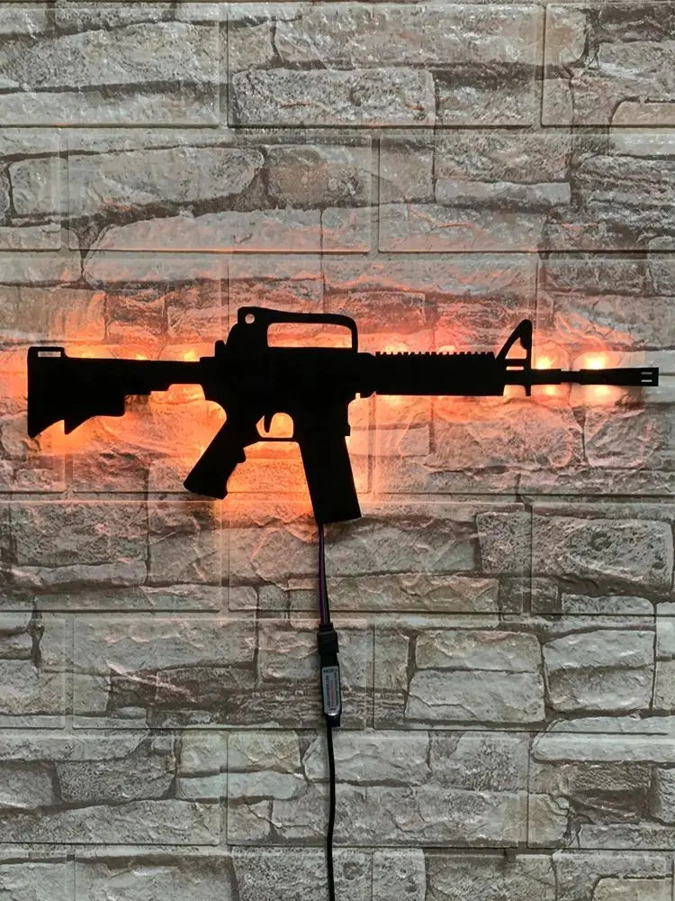 Lámpara de Pared LED 3D Pistola Luz Nocturna USB