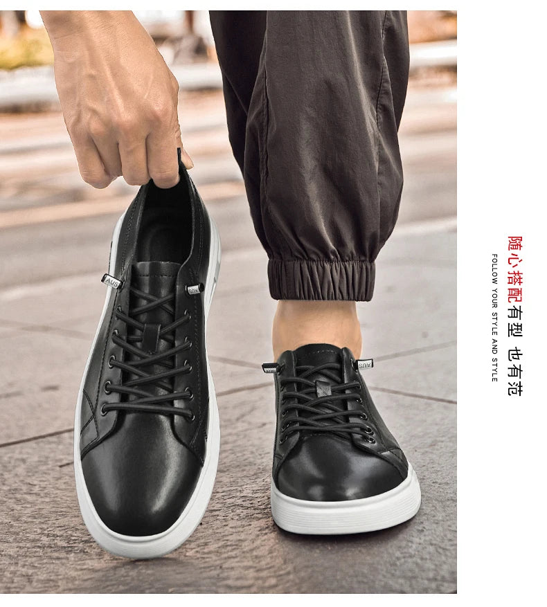 Zapatos casuales, zapatos deportivos de piel de vaca, zapatos planos, zapatos casuales clásicos para hombres, nuevos estilos de primavera y otoño, zapatos casuales de moda