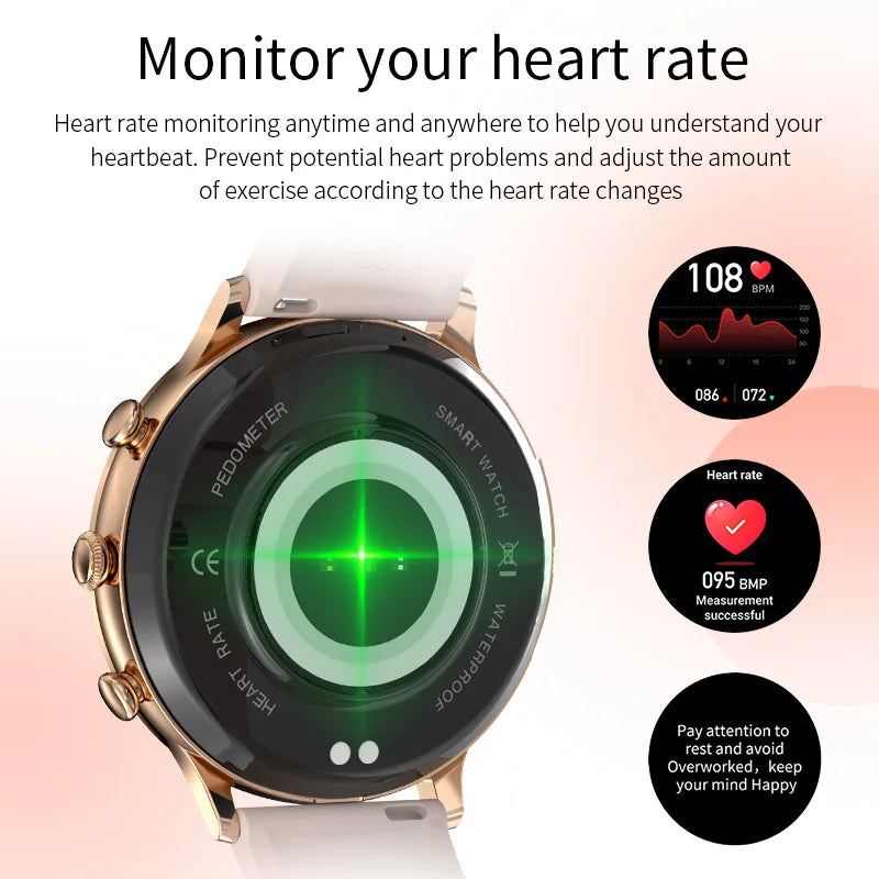 Reloj Inteligente para Mujer con Monitor Cardíaco Bluetooth