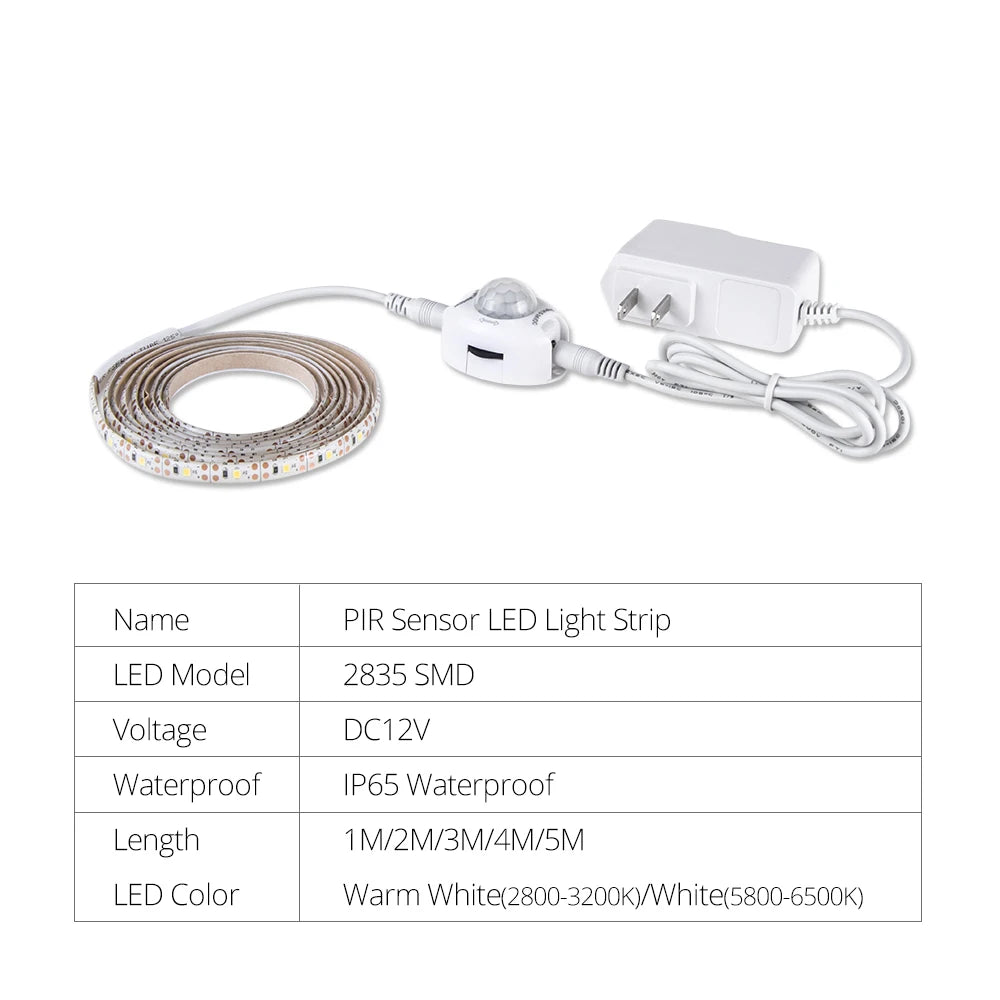 Tira LED con Sensor de Movimiento PIR para Armario