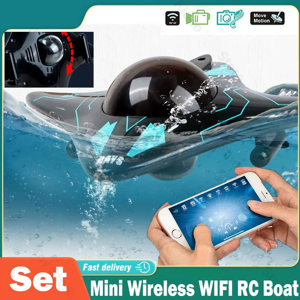 Mini Barco RC WiFi con Cámara Subacuática y Control de 6 Vías