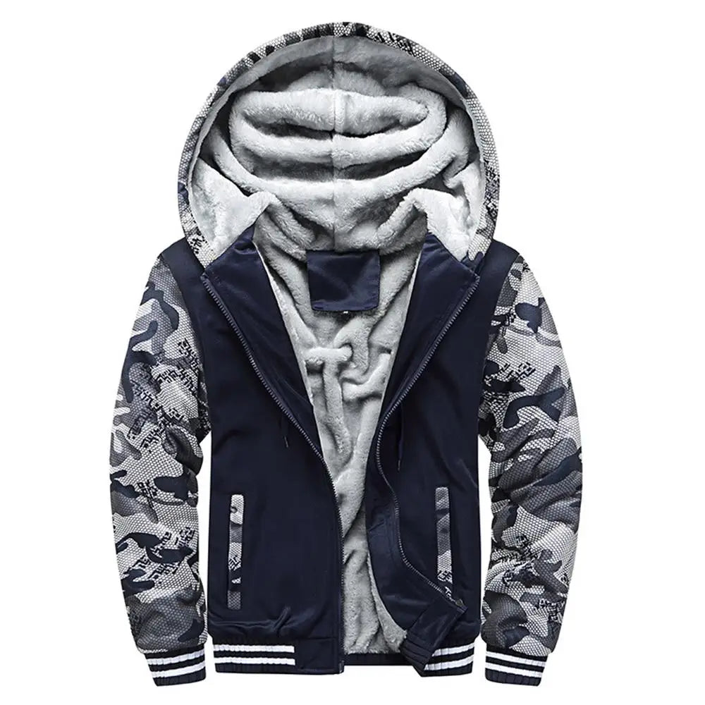 Chaqueta de Invierno con Capucha para Hombre - Camuflaje Forro Polar