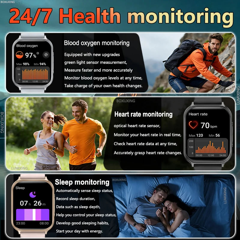 Reloj Inteligente Deportivo IP68 con Monitor de Ritmo Cardíaco 24H y Llamadas