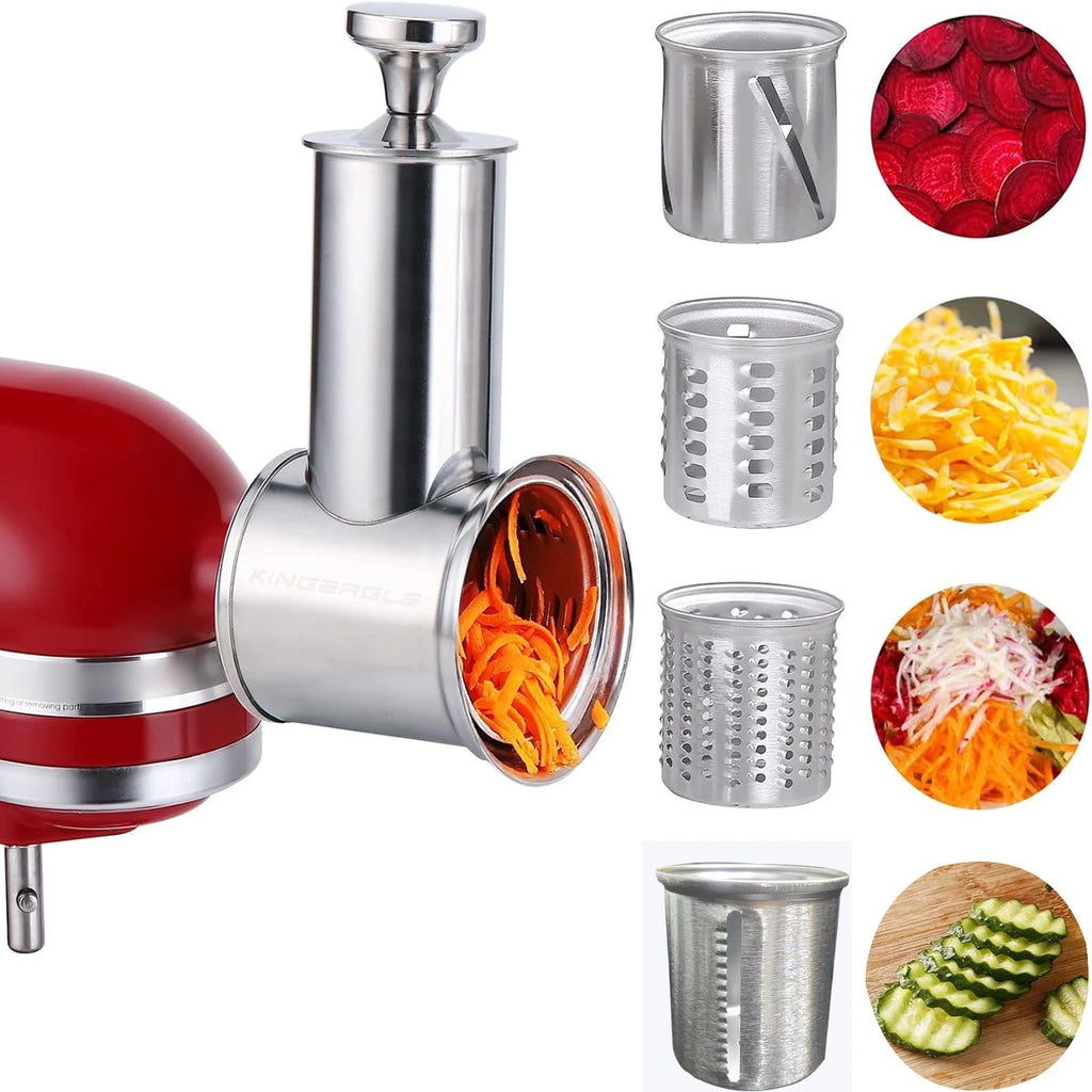 Accesorio triturador y rebanador grande de acero inoxidable KA304 para mezcladores KitchenAid, accesorios para rallador de queso y verduras aptos para lavavajillas