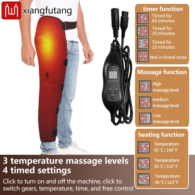 Almohadilla térmica larga para piernas y cadera con masajeador vibratorio, calentador de piernas, envoltura eléctrica para piernas, para aliviar el dolor de cadera, muslo, rodilla y pantorrilla