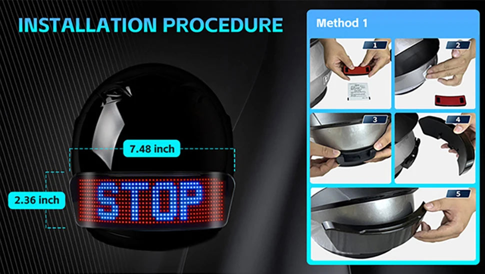 Pantalla Led para casco, luz de advertencia para casco de motocicleta, conducción nocturna, bricolaje, RGB, luz trasera para casco de bicicleta, pantalla LED programable por aplicación