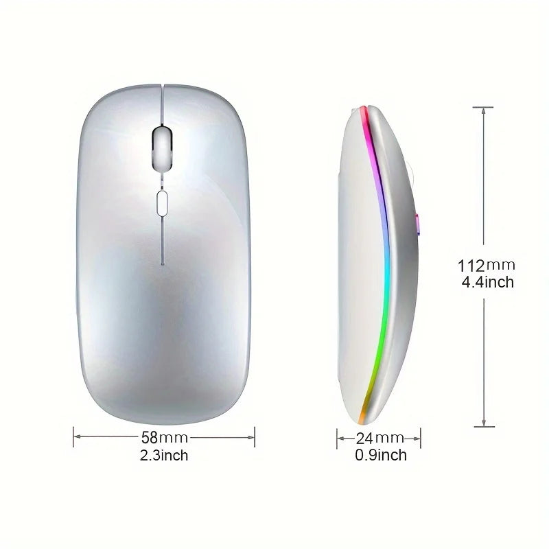 Ratón inalámbrico de 2,4 GHz, recargable por Bluetooth, silencioso, ergonómico, para juegos, con retroiluminación USB, ratón de 1600DPI para PC y portátiles