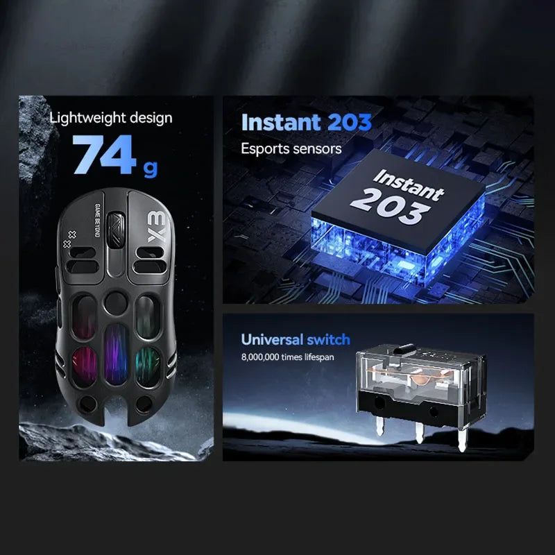 Mouse Gamer Lenovo X3 Triple Modo, RGB, Bluetooth, USB-C, Recargable