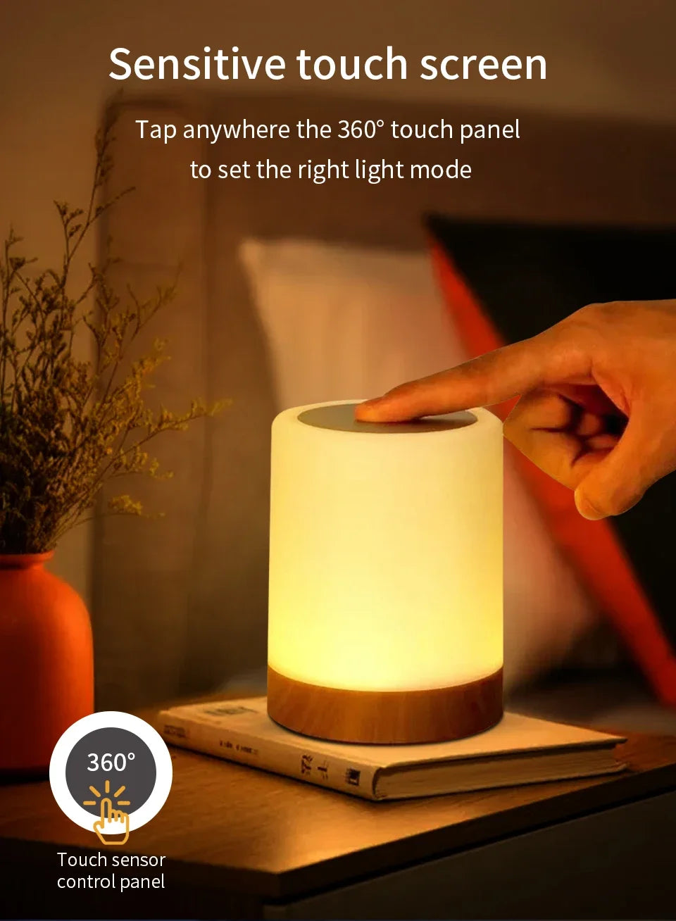 Lámpara de Mesa Táctil RGB Recargable USB con Luz Nocturna