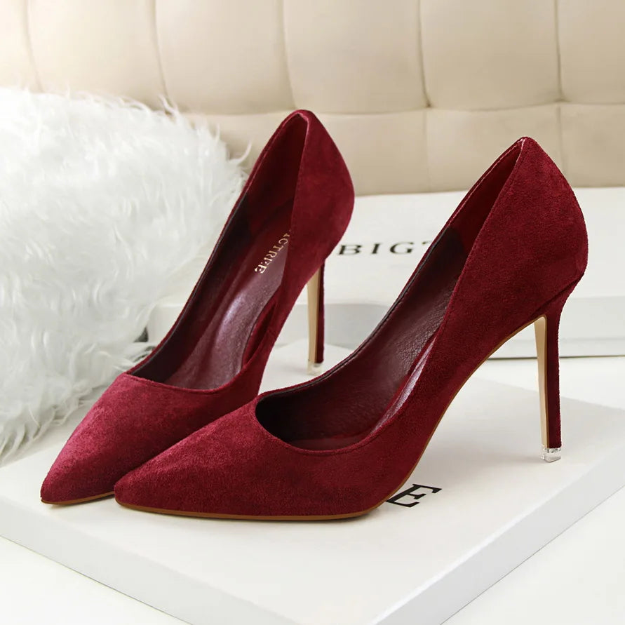 Zapatos de Tacón Alto 9cm para Mujer - Gamuza, Tallas Grandes
