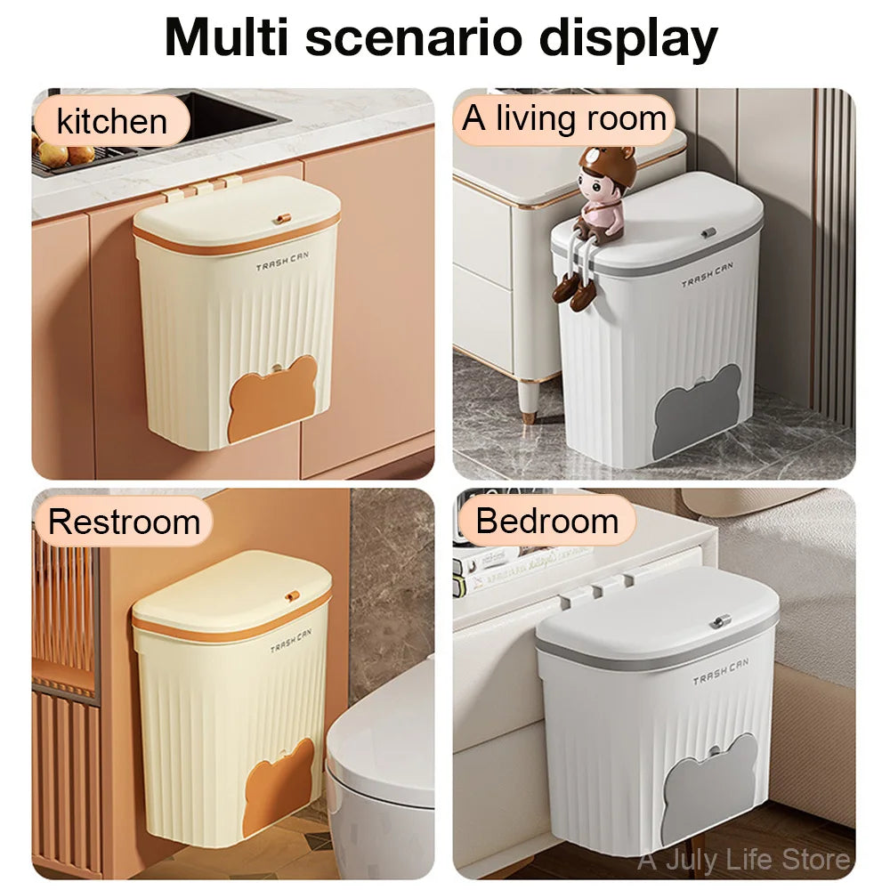 Cubo de basura de cocina 8,5/12L con tapa, montado en pared o encimera