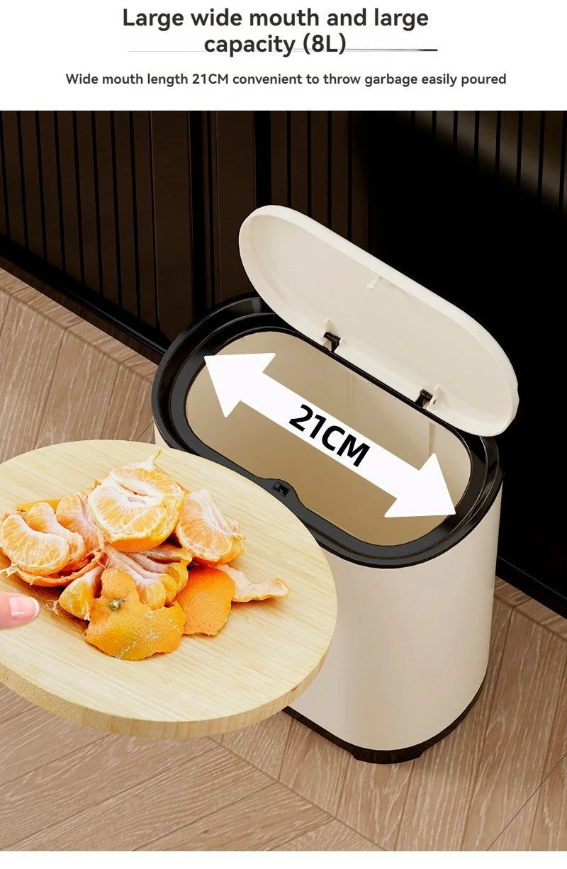 1 unidad/Contenedor de basura de lujo con tapa a presión para uso doméstico en sala de estar, dormitorio, cocina, baño, gran capacidad con tapa