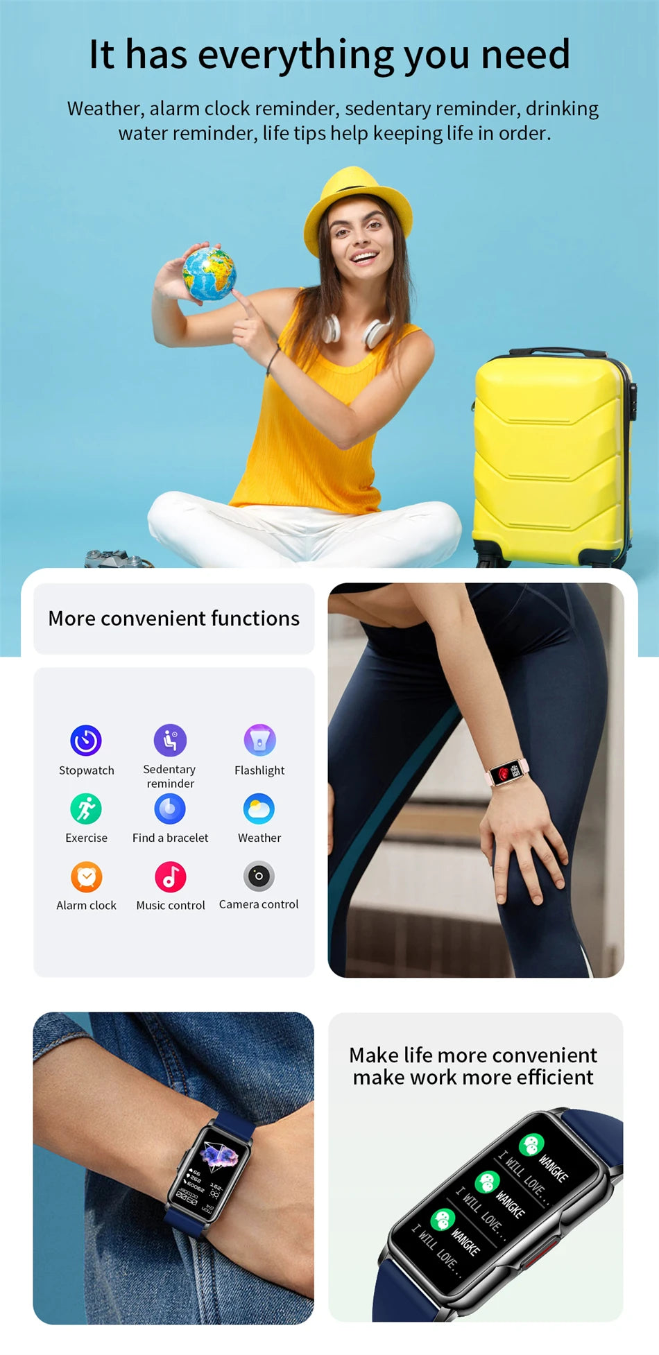 Smartwatch LIGE pantalla táctil 1,47" con monitor de salud y deportes