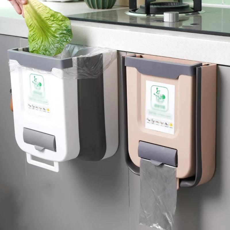 Cubo de basura plegable para cocina, cubo de basura montado en la pared, cubo de basura para puerta de armario de cocina, cubo de basura plegable para vehículos