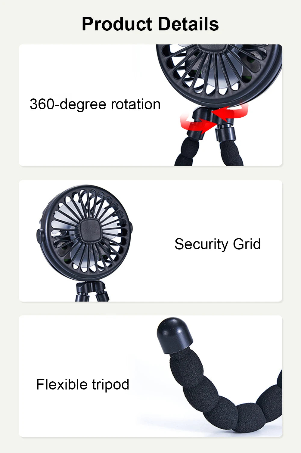 Mini Ventilador Octopus con Trípode Flexible 360°