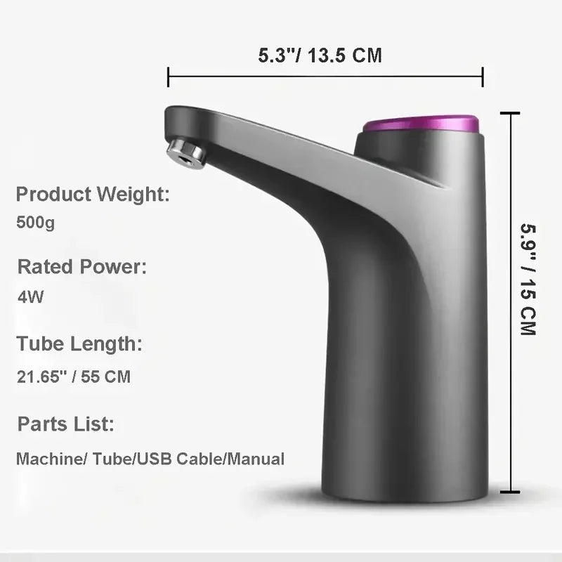 Dispensador de agua portátil de 5 galones con carga USB: bomba eléctrica automática adecuada para uso doméstico, oficina y exterior