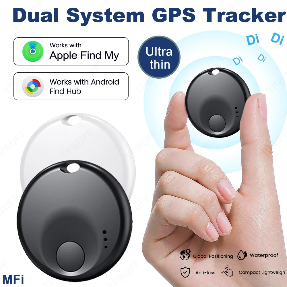 Localizador GPS de Doble Sistema Google y Apple, Rastreador de Ubicación Google Find My, Mini Dispositivo GPS para Motocicleta, Etiqueta Bluetooth Inalámbrica