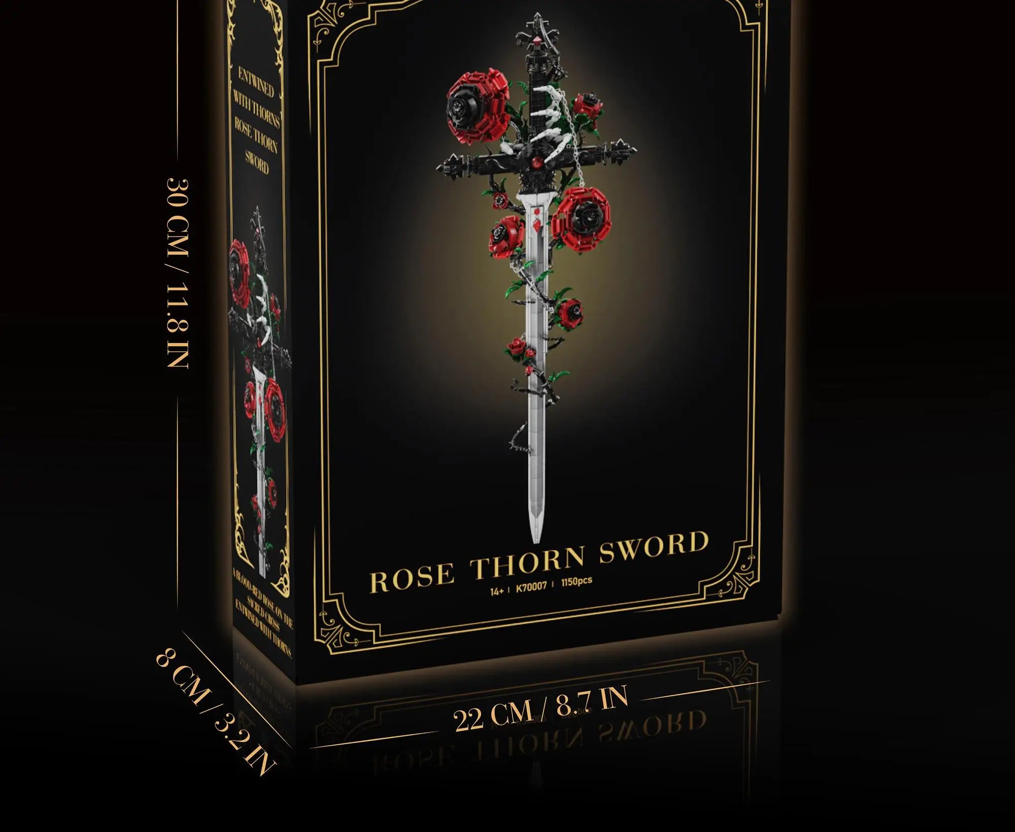 Bloques de Construcción K70007, Espada Rosa, Adorno Creativo para Escritorio, Serie Gótica Oscura, Juguetes de Ensamblaje, Regalo de Cumpleaños para Adultos