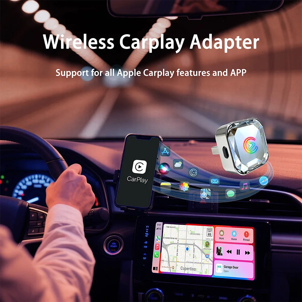 Adaptador inalámbrico 2 en 1 para CarPlay y Android Auto con WiFi y Bluetooth