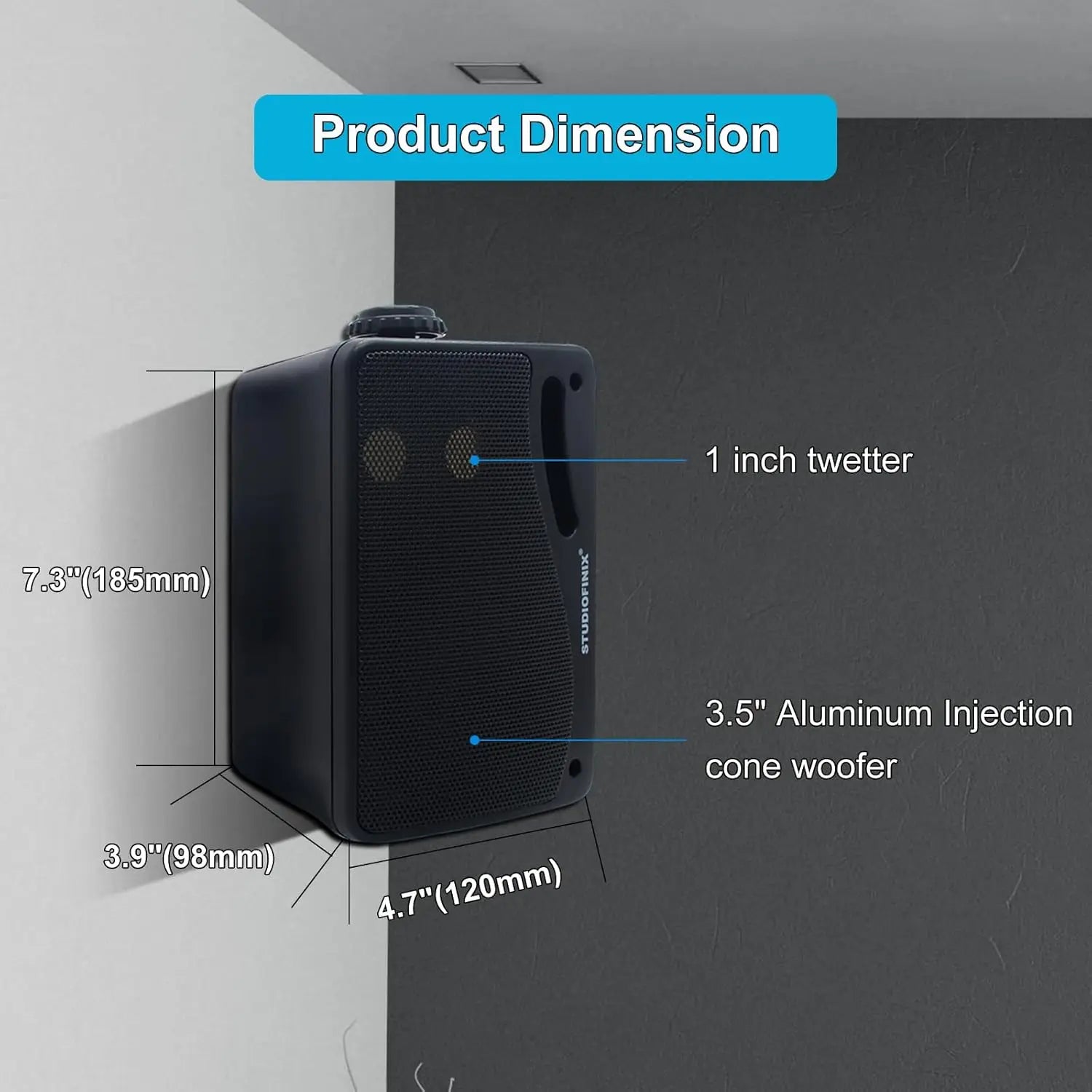 STUDIOFINIX Altavoces Pasivos de 3 Vías para Exteriores de 3.5 Pulgadas y 200W, Sonido Nítido, Cableados, Resistentes a la Intemperie, Montaje en Pared para Patio, Barco, 2 Piezas