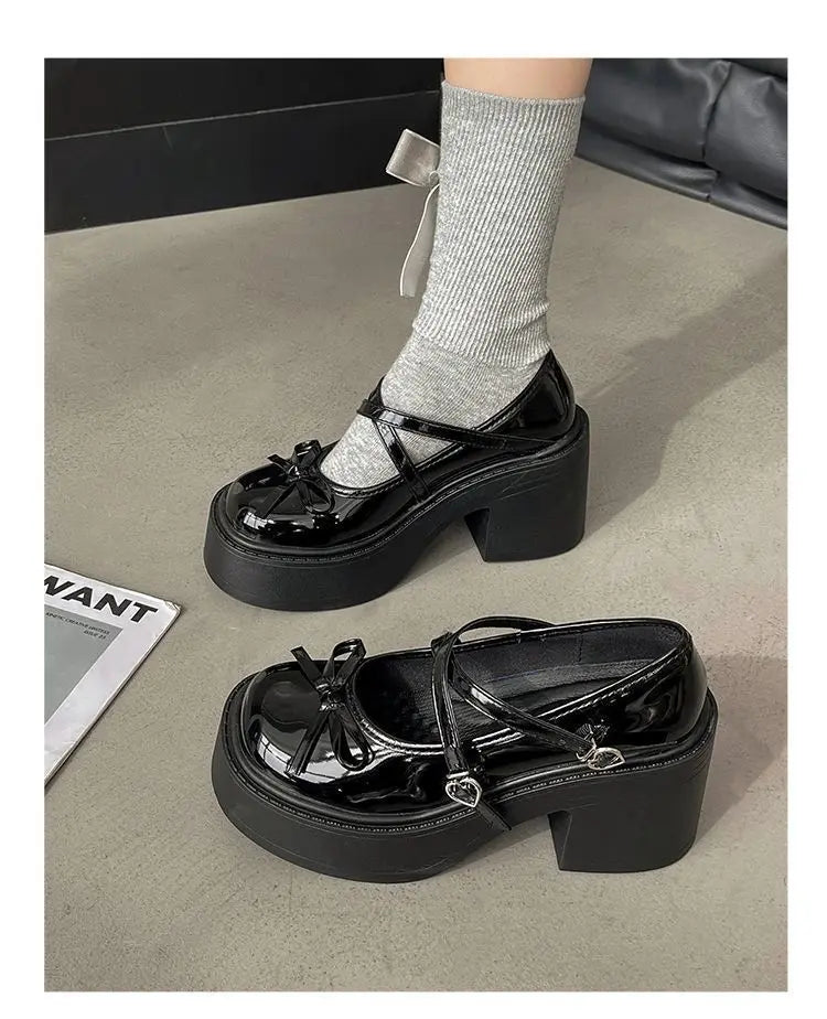 Zapatos Mary Jane de Tacón Grueso con Plataforma para Mujer