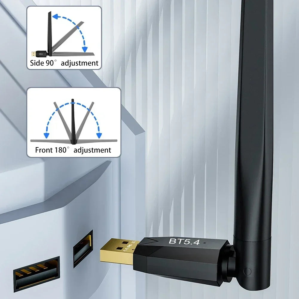 Adaptador Bluetooth 5.4 de 150M, Dongle USB Bluetooth sin Controlador para Windows 11/10/8.1, Receptor Transmisor de Audio para Ratón y Teclado