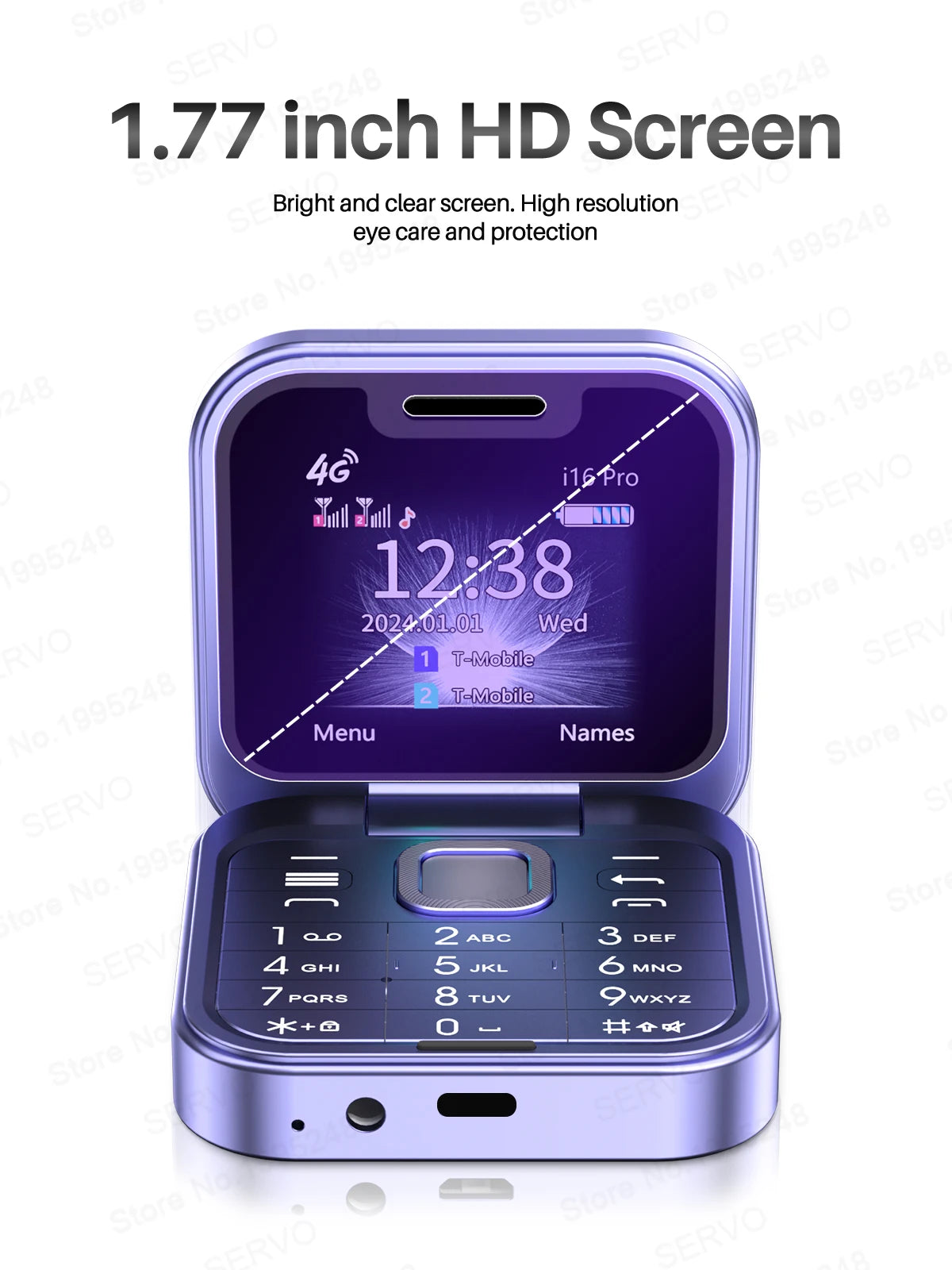 SERVO i16 PRO 4G LTE Mini teléfono móvil con tapa Dual SIM llamada en espera grabación velocidad Dial Radio FM pantalla de 1,77 "teléfonos móviles plegables