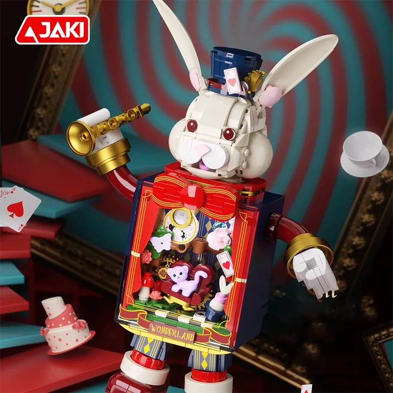 JAKI Mr. Rabbit - Caja de Música de Bloques de Construcción, Modelo Mecánico DIY STEM MOC, Decoración para el Hogar, Regalo de Halloween y Navidad para Niños, Niñas y Adultos