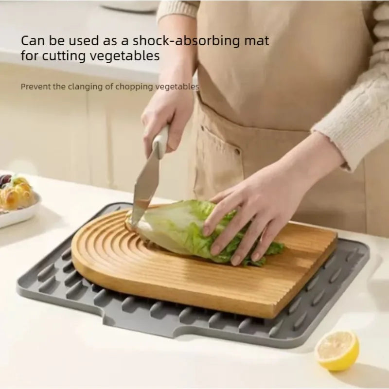 Alfombrilla de drenaje antideslizante para encimera de cocina, resistente al calor