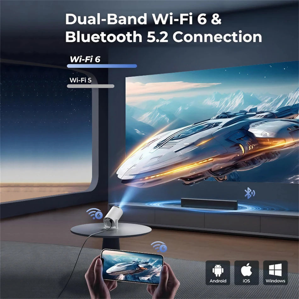 Nuevo Proyector HY300 2026, 4K, Android 11, Wifi6, 290ANSI, Allwinner H713, BT5.0, 1080P, 1280*720P, Cine, Portátil para Exteriores ﻿