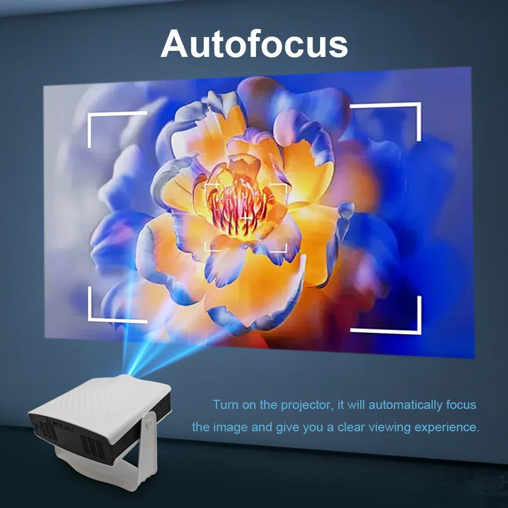 Nuevo Proyector Portátil YM05 2026, Resolución Nativa 1080P, 800 ANSI Lúmenes, Enfoque Automático, Android 14, 180 °   Cine en Casa y al Aire Libre Giratorio